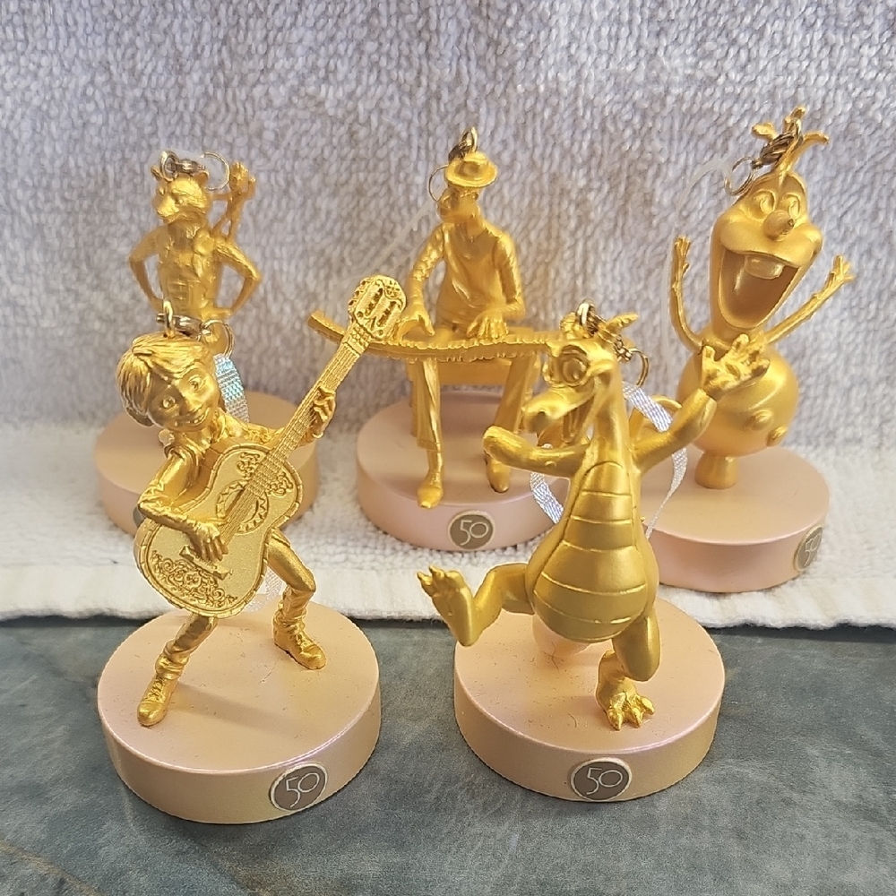 Gold 50th Anniversary Disney EPCOT Character Christmas/ Collector Ornaments